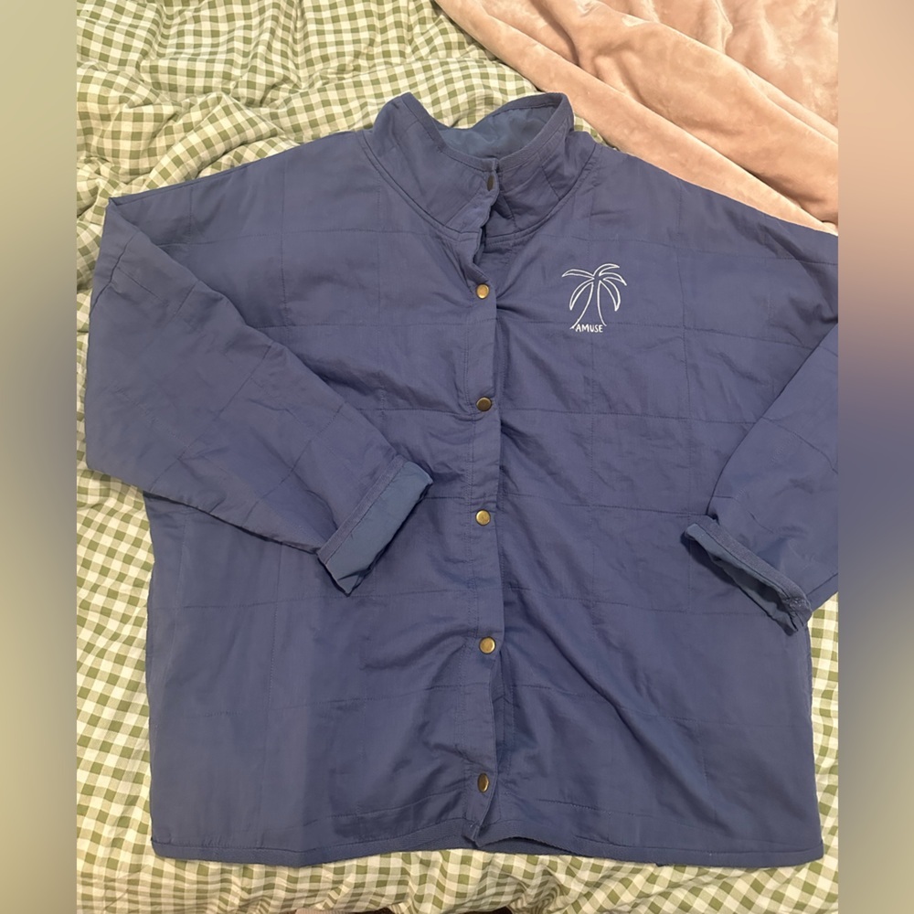 NWT Amuse Society Seabreeze Blue Quilted Lightweight Jacket Size L/XL